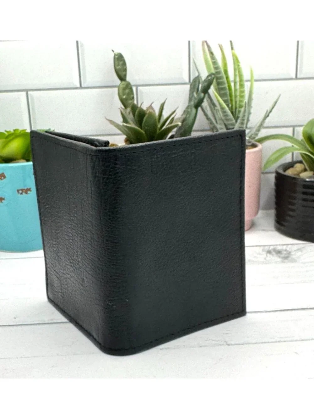 George RFID 2 Fold Card Wallet With Gusset Pocket Genuine American Bison Leather